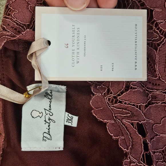 Dainty Jewells Mauve Floral Lace Modest A-Line Dress Size 3XL Long Sleeve NWT - Picture 9 of 11